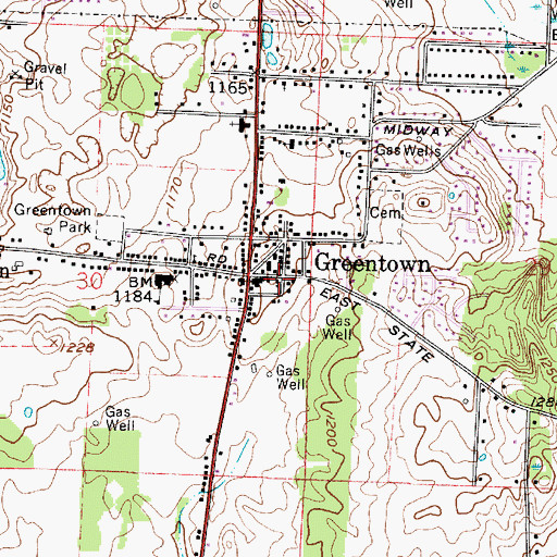Topographic Map of Greentown United Methodist Church, OH
