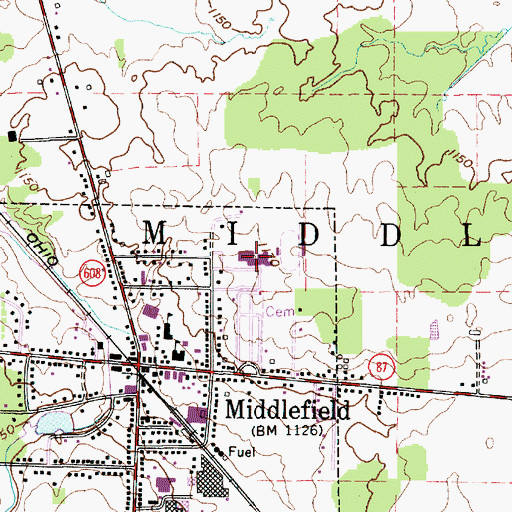 Topographic Map of Cardinal High School, OH