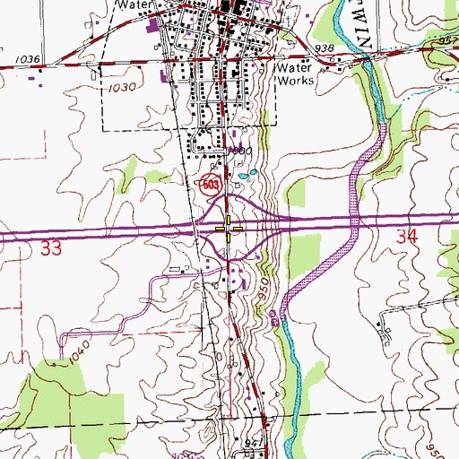 Topographic Map of Interchange 14, OH