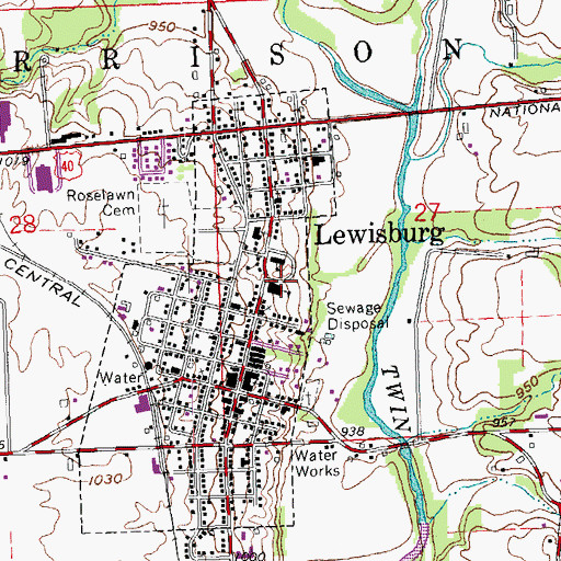 Topographic Map of Tri-County North High School, OH