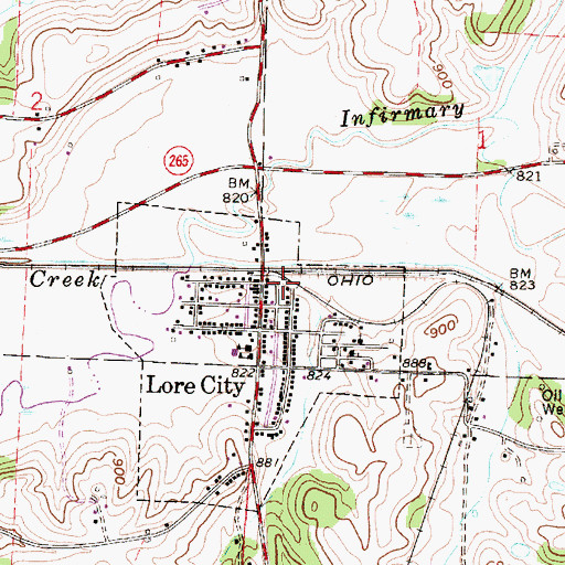Topographic Map of Lore City, OH