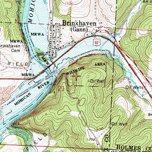 Topographic Map of Mohican River Wildlife Area, OH