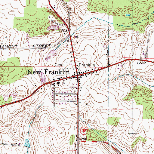 Topographic Map of New Franklin, OH