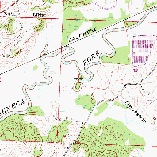 Topographic Map of Opossum Run, OH
