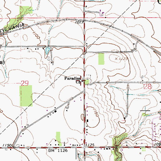 Topographic Map of Paradise Church of the Brethren, OH
