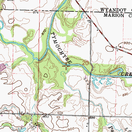 Topographic Map of Pawpaw Run, OH