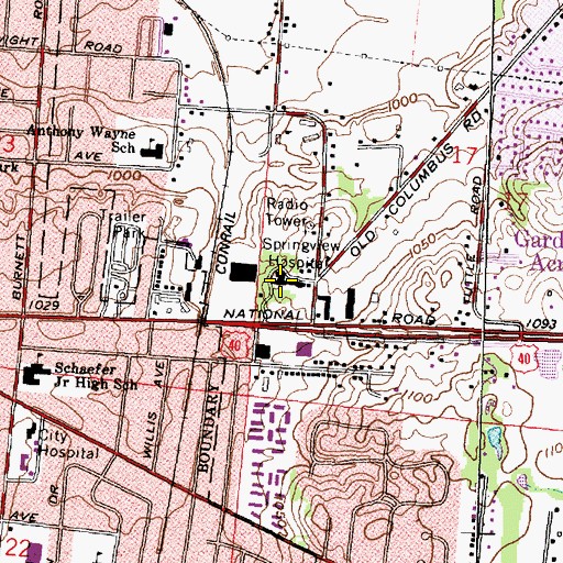 Topographic Map of Schaefer Middle School, OH