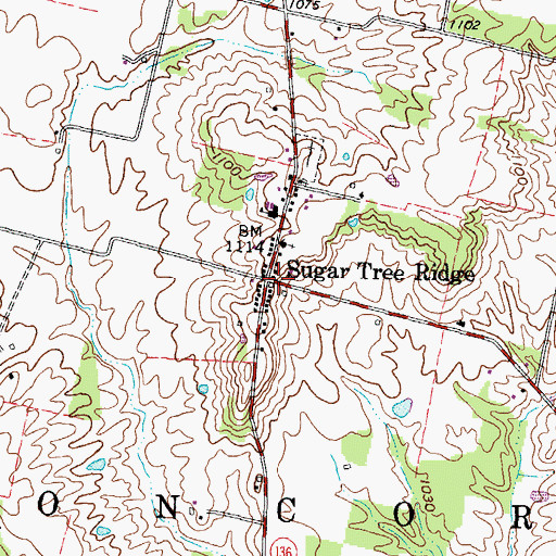 Topographic Map of Sugar Tree Ridge, OH