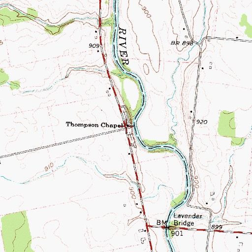 Topographic Map of Thompson Chapel, OH