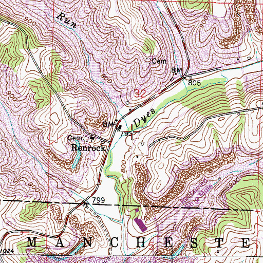 Topographic Map of Tiltons Run, OH