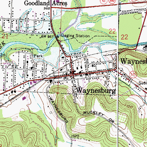Topographic Map of Waynesburg, OH