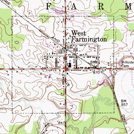 Topographic Map of West Farmington, OH