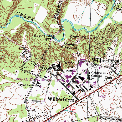 Topographic Map of Wilberforce University, OH