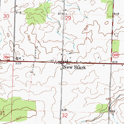 Topographic Map of New Stark, OH