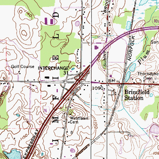 Topographic Map of Interchange 31, OH