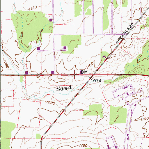 Topographic Map of Greenleaf School (historical), OH