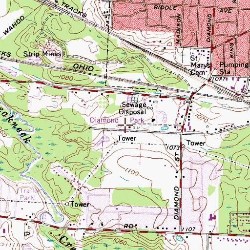 Topographic Map of Diamond Park, OH