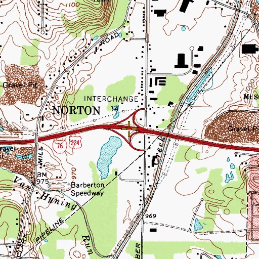 Topographic Map of Interchange 14, OH