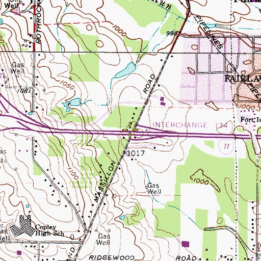 Topographic Map of Interchange 134, OH