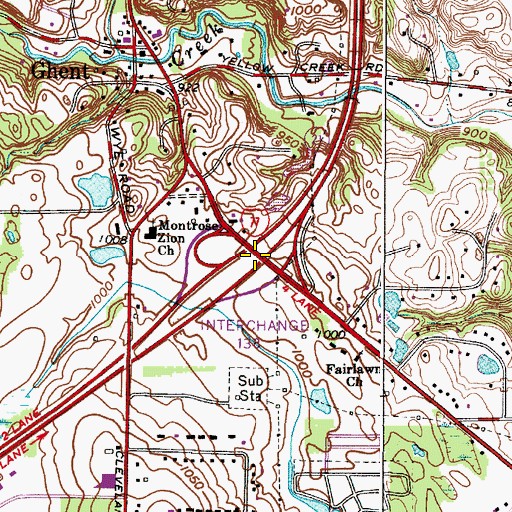 Topographic Map of Interchange 138, OH