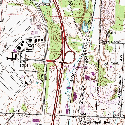 Topographic Map of Interchange 113, OH