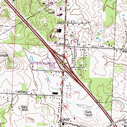 Topographic Map of Interchange 118, OH