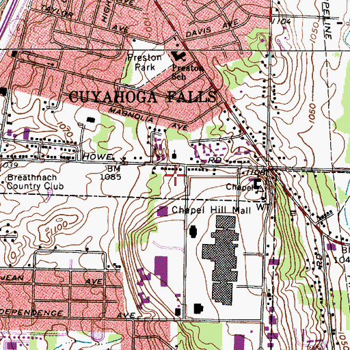 Topographic Map of Chapel Hill Square Shopping Center, OH