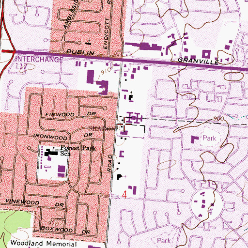 Topographic Map of Forest Park Christian School, OH