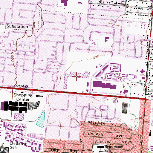 Topographic Map of Fountain Square Shopping Center, OH