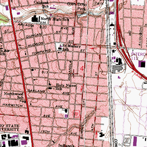 Topographic Map of Maynard Avenue United Methodist Church, OH