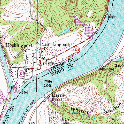 Topographic Map of Duttons Landing, OH