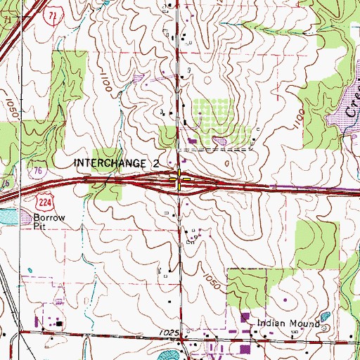 Topographic Map of Interchange 2, OH