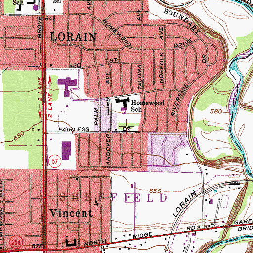 Topographic Map of Fairless School, OH