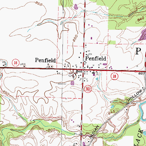 Topographic Map of Penfield Community Park, OH