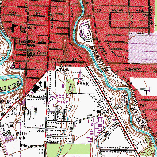 Topographic Map of Elyria South Park, OH