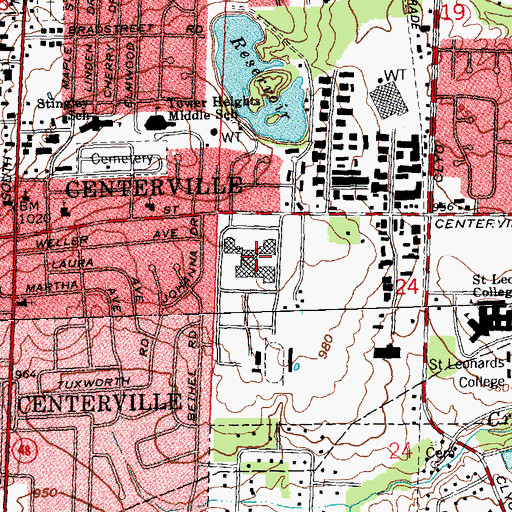 Topographic Map of Centerville High School, OH