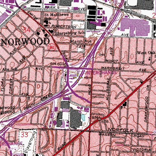 Topographic Map of Interchange 6, OH