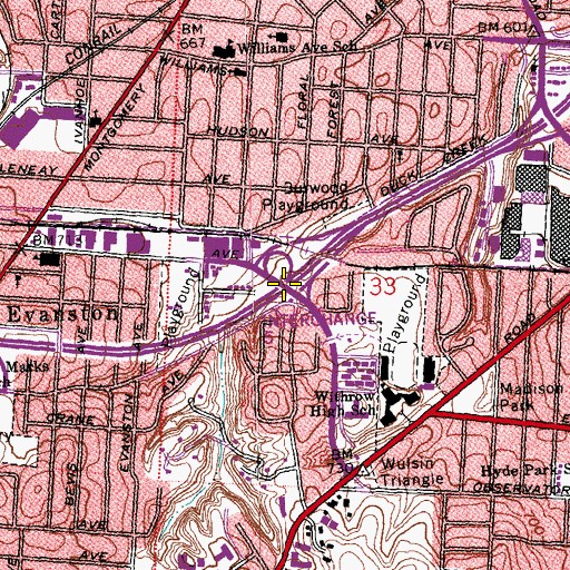 Topographic Map of Interchange 5, OH