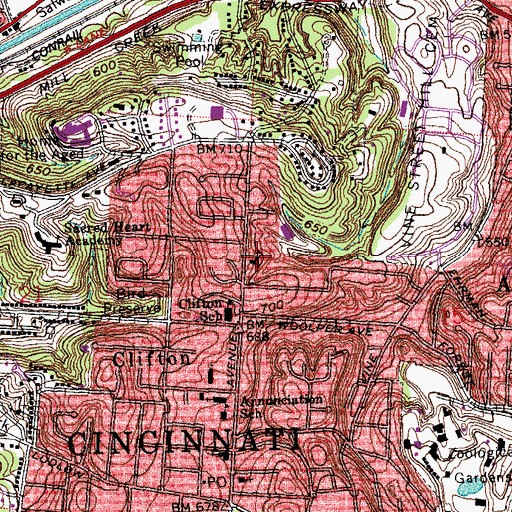 Topographic Map of Calvary Episcopal Church, OH