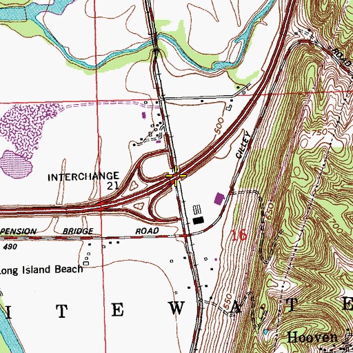 Topographic Map of Interchange 21, OH