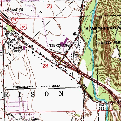 Topographic Map of Interchange 2, OH