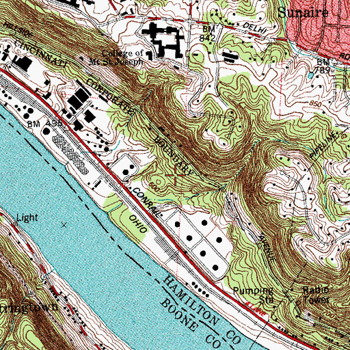 Topographic Map of Hillside Park, OH