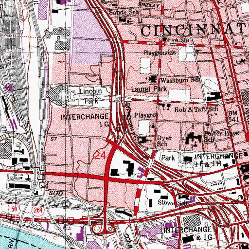 Topographic Map of Interchange 1G, OH