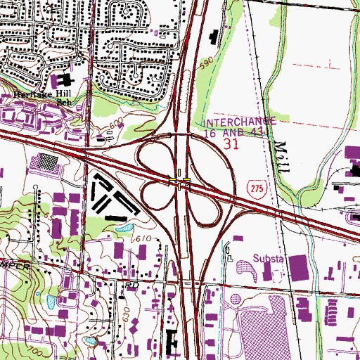 Topographic Map of Interchange 43, OH