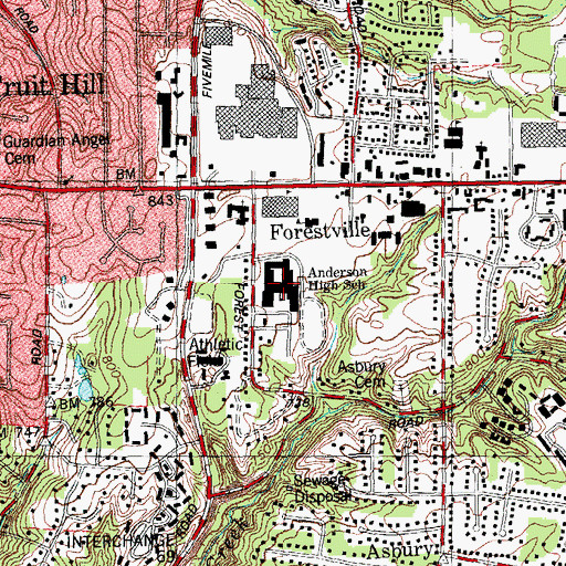 Topographic Map of Anderson High School, OH