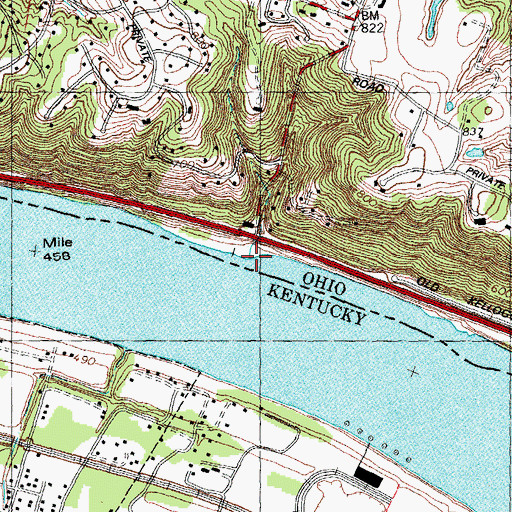 Topographic Map of Seven Mile Creek, OH
