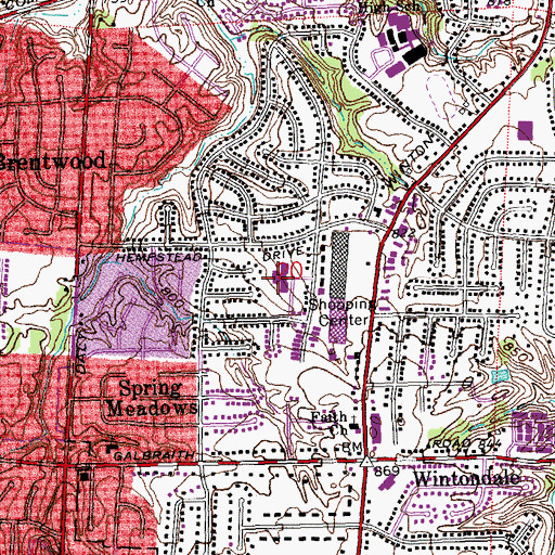 Topographic Map of Cottonwood Elementary School, OH