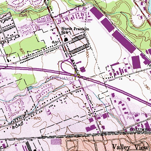 Topographic Map of Interchange 95, OH