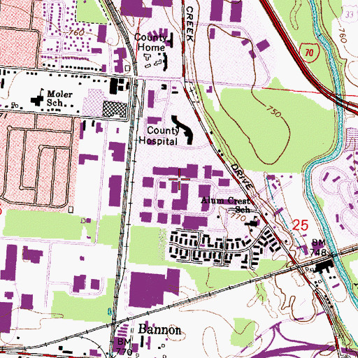 Topographic Map of Franklin County Infirmary, OH
