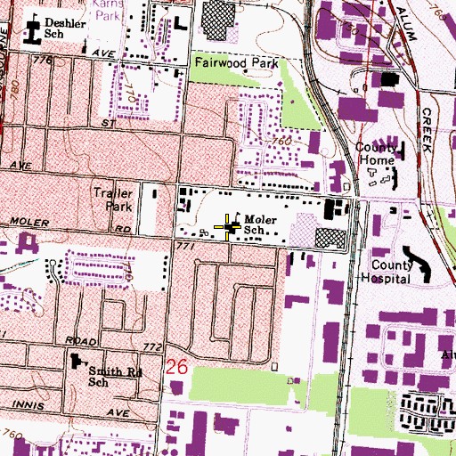 Topographic Map of Moler Elementary School, OH